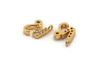 Gold Capricorn Charm, Gold Plated Capricorn, 2 CZ Pave Capricorn Charms, Zircon Capricorn Zodiac Charm Pendants With 1 Loop (11x7mm) SY0240