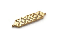 Gold Hexagon Connector, Gold Plated Hexagon, Cubic Zircon, CZ Pave Hexagon Connector With 2 Loops, Zircon Connector, Charms (38x8mm) SY0212