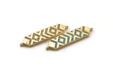 Gold Hexagon Connector, Gold Plated Hexagon, Cubic Zircon, CZ Pave Hexagon Connector With 2 Loops, Zircon Connector, Charms (38x8mm) SY0212