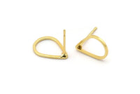 Gold Drop Earring, 8 Gold Plated Brass Drop Stud Earrings (15x10mm) BS 1133 A1133 Q0830