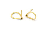 Gold Drop Earring, 8 Gold Plated Brass Drop Stud Earrings (15x10mm) BS 1133 A1133 Q0830