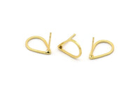 Gold Drop Earring, 8 Gold Plated Brass Drop Stud Earrings (15x10mm) BS 1133 A1133 Q0830