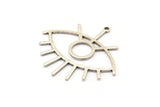 Silver Eye Charm, 4 Antique Silver Plated Brass Eye Charms With 1 Loop, Pendants, Earrings (36x33x1mm) D992 H0712
