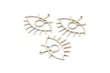 Silver Eye Charm, 4 Antique Silver Plated Brass Eye Charms With 1 Loop, Pendants, Earrings (36x33x1mm) D992 H0712