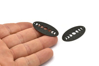 Black Oval Charm, 4 Textured Oxidized Black Brass Oval Moon Phases Charms With 1 Hole, Pendants (35x19x0.80mm) M02191
