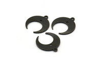 Black Moon Charm, 12 Oxidized Black Brass Crescent Moon With 1 Loop And 1 Hole, Earrings (16x14x0.80mm) M01570