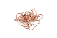 Wire Earring Hook, 50 Rose Gold Tone Brass Earring Wires, Earring Findings (18mm) A1045
