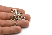 Silver Circle Connectors - 50 Antique Silver Plated Brass Circle Connectors (8x1.2mm) N0437 H0496