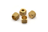 Brass Square Beads, 12 Raw Brass Square Cube Beads, End Caps (8mm) A0686