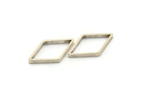 Silver Diamond Charm, 24 Antique Silver Plated Brass Wide Cut Open Diamond Ring Charms (14x24x0.8x2mm) D0139 H0651
