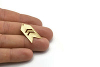 Arrow Chevron Pendant, 4 Gold Plated Arrow Stamping Pendant Tags With Chevron And 1 Hole (15x30x0.80mm) B0082