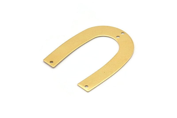 Brass Geometric Charm, 12 Raw Brass U Shaped Pendants With 4 Holes, Charms, Findings (35x27x0.50mm) D0578