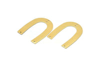 Brass Geometric Charm, 12 Raw Brass U Shaped Pendants With 4 Holes, Charms, Findings (35x27x0.50mm) D0578