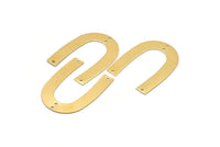 Brass Geometric Charm, 12 Raw Brass U Shaped Pendants With 4 Holes, Charms, Findings (35x27x0.50mm) D0578