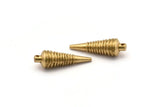 Raw Brass Spike, 5 Raw Brass Spike Tribal Pendants With 1 Loop (27x8mm) A0759