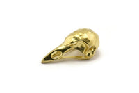 Tiny Bird Skull, 3 Raw Brass Bird Skull Pendants, (25x12x11mm) N0484