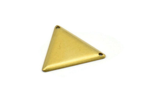 2 Holes Triangle, 20 Raw Brass Triangle Pendant Charms with 2 Holes (22x25mm) Brs 3014 A0052