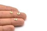 Brass Moon Earring, 12 Raw Brass Tiny Crescent Moon Stud Earrings (6x5x0.80mm) M01872 A2500