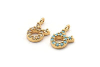 Gold Taurus Charm, Gold Plated Taurus, Cubic Zircon, 2 CZ Pave Taurus Charms, Zircon Zodiac Charm Pendants With 1 Loop (12x7mm) SY0237