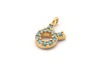 Gold Taurus Charm, Gold Plated Taurus, Cubic Zircon, 2 CZ Pave Taurus Charms, Zircon Zodiac Charm Pendants With 1 Loop (12x7mm) SY0237
