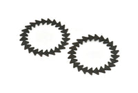 Black Circle Charm, 2 Textured Oxidized Black Brass Circle Charms With 1 Hole, Black Pendants, Findings (42x0.80mm) M02126