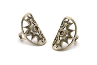 Gümüş Boho Yüzük, Antik Gümüş Kaplama Pirinç Boho Yüzük, 1 Taş Ayarlı - Ped Boyutu 4 mm N1788 H1522