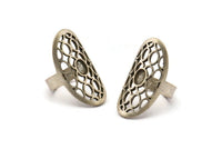 Gümüş Boho Yüzük, Antik Gümüş Kaplama Pirinç Boho Yüzük, 1 Taş Ayarlı - Ped Boyutu 6x4mm N1795 H1518