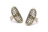 Gümüş Boho Yüzük, Antik Gümüş Kaplama Pirinç Boho Yüzük, 1 Taş Ayarlı - Ped Boyutu 6x4mm N1795 H1518