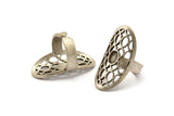Gümüş Boho Yüzük, Antik Gümüş Kaplama Pirinç Boho Yüzük, 1 Taş Ayarlı - Ped Boyutu 6x4mm N1795 H1518