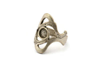 Gümüş Boho Yüzük, Antik Gümüş Kaplama Pirinç Boho Yüzük, 1 Taş Ayarlı - Ped Boyutu 6 mm N1787 H1519