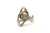 Gümüş Boho Yüzük, Antik Gümüş Kaplama Pirinç Boho Yüzük, 1 Taş Ayarlı - Ped Boyutu 6 mm N1787 H1519