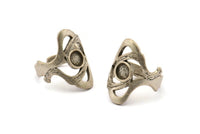 Gümüş Boho Yüzük, Antik Gümüş Kaplama Pirinç Boho Yüzük, 1 Taş Ayarlı - Ped Boyutu 6 mm N1787 H1519