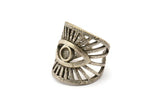 Silver Eye Ring, Antique Silver Plated Brass Eye Ring With 1 Stone Settings - Pad Size 4mm N1789 H1520