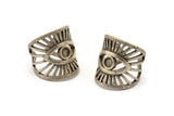 Silver Eye Ring, Antique Silver Plated Brass Eye Ring With 1 Stone Settings - Pad Size 4mm N1789 H1520