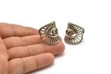 Silver Eye Ring, Antique Silver Plated Brass Eye Ring With 1 Stone Settings - Pad Size 4mm N1789 H1520