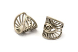 Silver Eye Ring, Antique Silver Plated Brass Eye Ring With 1 Stone Settings - Pad Size 4mm N1789 H1520