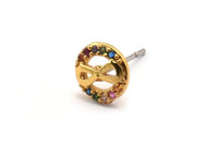 Gold Infinity Earring, 4 Gold Plated Brass Round Shaped Infinity Stud Earrings, CZ Pave, Zircon Infinity Stud Earrings (8mm) SY0272