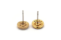 Gold Infinity Earring, 4 Gold Plated Brass Round Shaped Infinity Stud Earrings, CZ Pave, Zircon Infinity Stud Earrings (8mm) SY0272