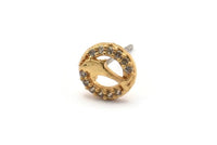 Gold Dolphin Earring, 4 Gold Plated Brass Round Shaped Dolphin Stud Earrings, CZ Pave, Zircon Dolphin Stud Earrings (8mm) SY0273