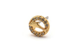 Gold Dolphin Earring, 4 Gold Plated Brass Round Shaped Dolphin Stud Earrings, CZ Pave, Zircon Dolphin Stud Earrings (8mm) SY0273