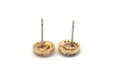 Gold Dolphin Earring, 4 Gold Plated Brass Round Shaped Dolphin Stud Earrings, CZ Pave, Zircon Dolphin Stud Earrings (8mm) SY0273