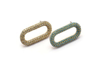 Pirinç Oval Küpe, 2 Ham Pirinç Oval Şekilli Zirkonyum Küpe (23x12mm) SY0263