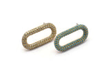 Pirinç Oval Küpe, 2 Ham Pirinç Oval Şekilli Zirkonyum Küpe (23x12mm) SY0263