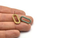 Pirinç Oval Küpe, 2 Ham Pirinç Oval Şekilli Zirkonyum Küpe (23x12mm) SY0263