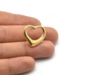 Brass Heart Earring, 2 Raw Brass Heart Stud Earrings (21x23mm) SY0271