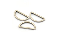 Silver Half Moon, 50 Antique Silver Plated Brass Semi Circle Connectors (8x15x1mm) D0022 H0654