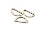 Silver Half Moon, 50 Antique Silver Plated Brass Semi Circle Connectors (8x15x1mm) D0022 H0654