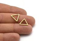 Brass Triangle Charm, 50 Raw Brass Open Triangle Ring Charms (15x1.2mm) D0107