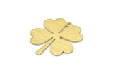Brass Leaf Charm, 6 Textured Raw Brass Four Leaf Clover Charms With 1 Hole, Charm Earrings (27x25x0.80mm) M02863