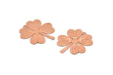 Copper Leaf Charm, 4 Raw Copper Four Leaf Clover Charms With 1 Hole, Charm Earrings (27x25x0.80mm) M02858